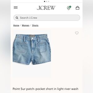 J. Crew Point Sur Patch-Pocket Blue Jean Shorts
